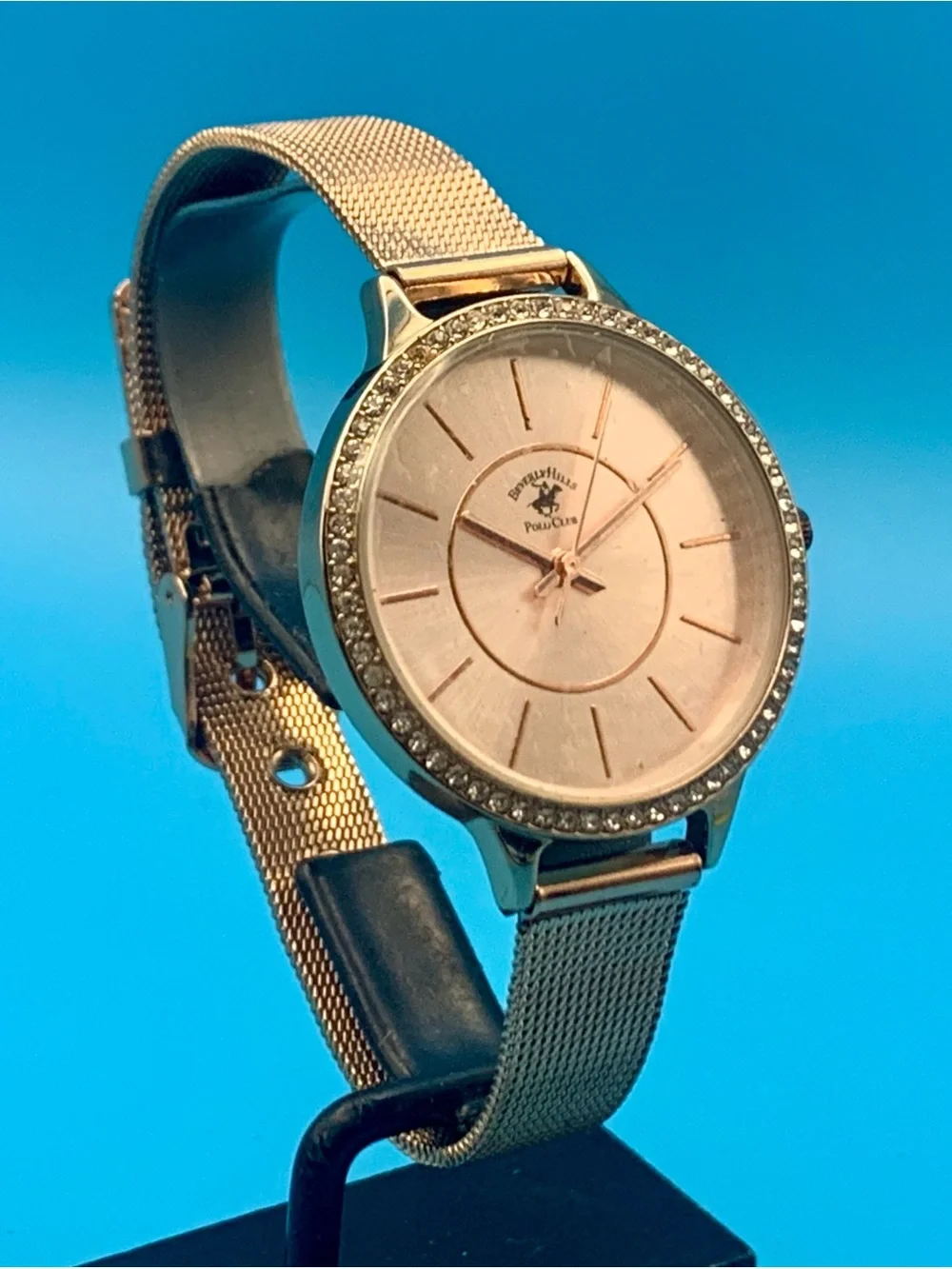 BEVERLY HILLS POLO CLUB Women’s Wristwatch Crystal Accents Working New Battery